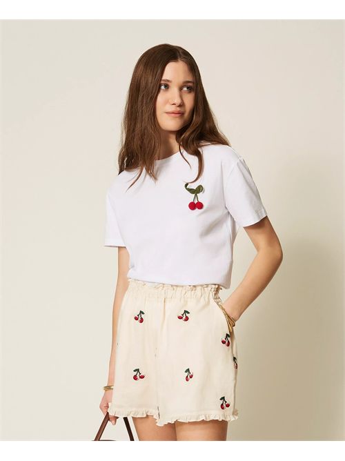 T-shirt regular con spilla crochet TWINSET | TT2271/00001